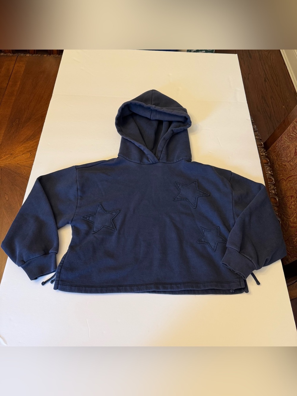 Gap Kids VintageSoft Relaxed Patch Hoodie in Dark Night Girl’s Size M (8)